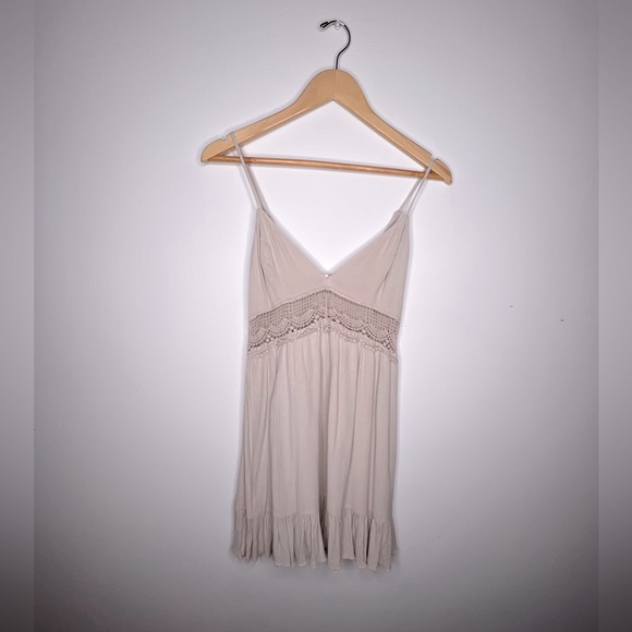 Crotchet Mini Dress in Cream Garage Clothing - Picture 2 of 4